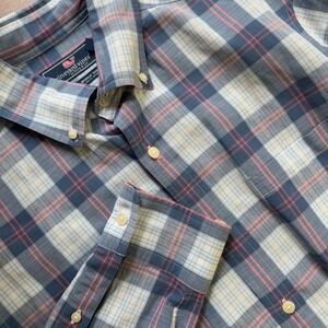 Vineyard Vine Mens Classic Fit Canoe Murray Button-Down Shirt Medium Plaid Linen
